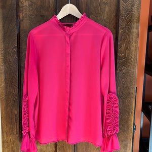 Fuchsia ruffled sleeve Zara blouse